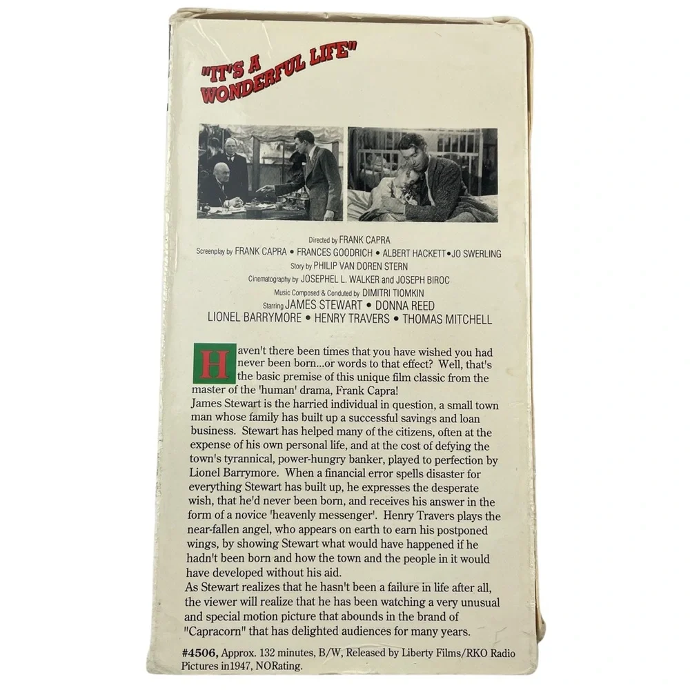 Rare It’s A Wonderful Life VHS by Frank Capra James Stewart Donna Reed Christmas